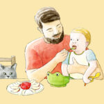 Baby und Kleinkind aktiv im Familienlotsen: Vater füttert Baby