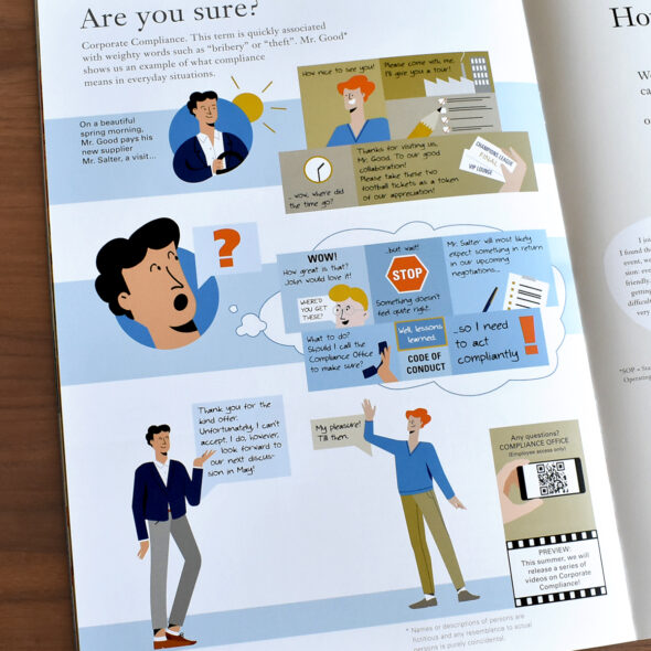Comic zum Thema "Corporate Compliance", im Magazin "Vetter Blatt" gedruckt