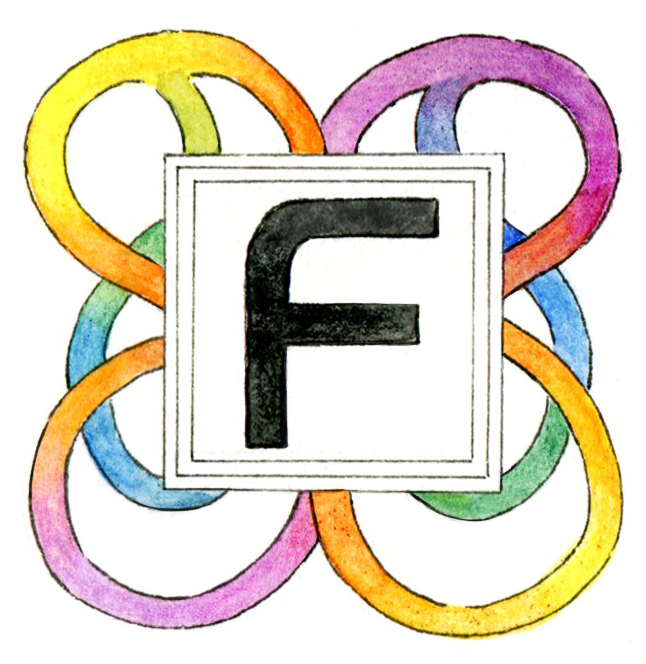 Initiale "F" mit gezeichnetem Regenbogendekor am Kapitelanfang einer Science-Fiction-Erzählung