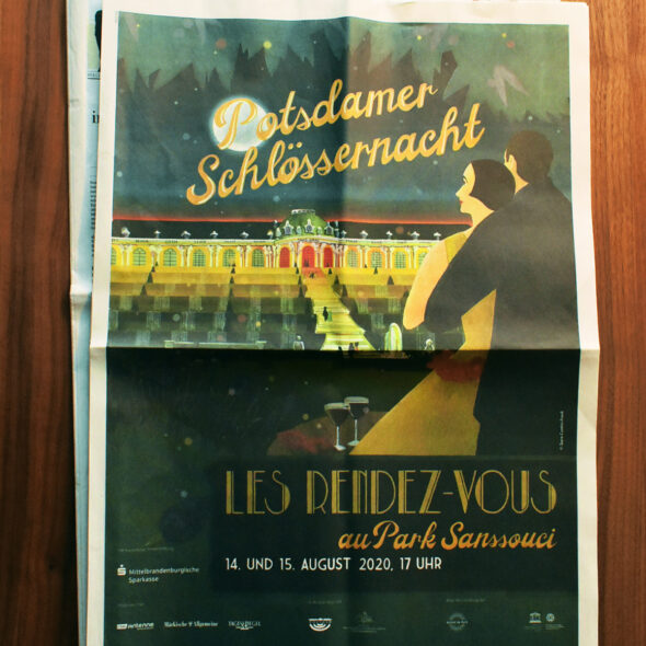 Tagesspiegel: vollseitige Illustration zur Bewerbung der Potsdamer Schlössernacht 2020