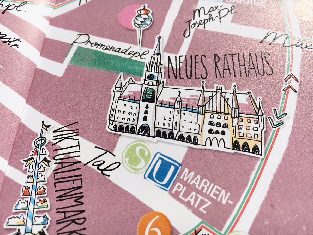 Stadtplan von München, Details Neues Rathaus und Viktualienmarkt